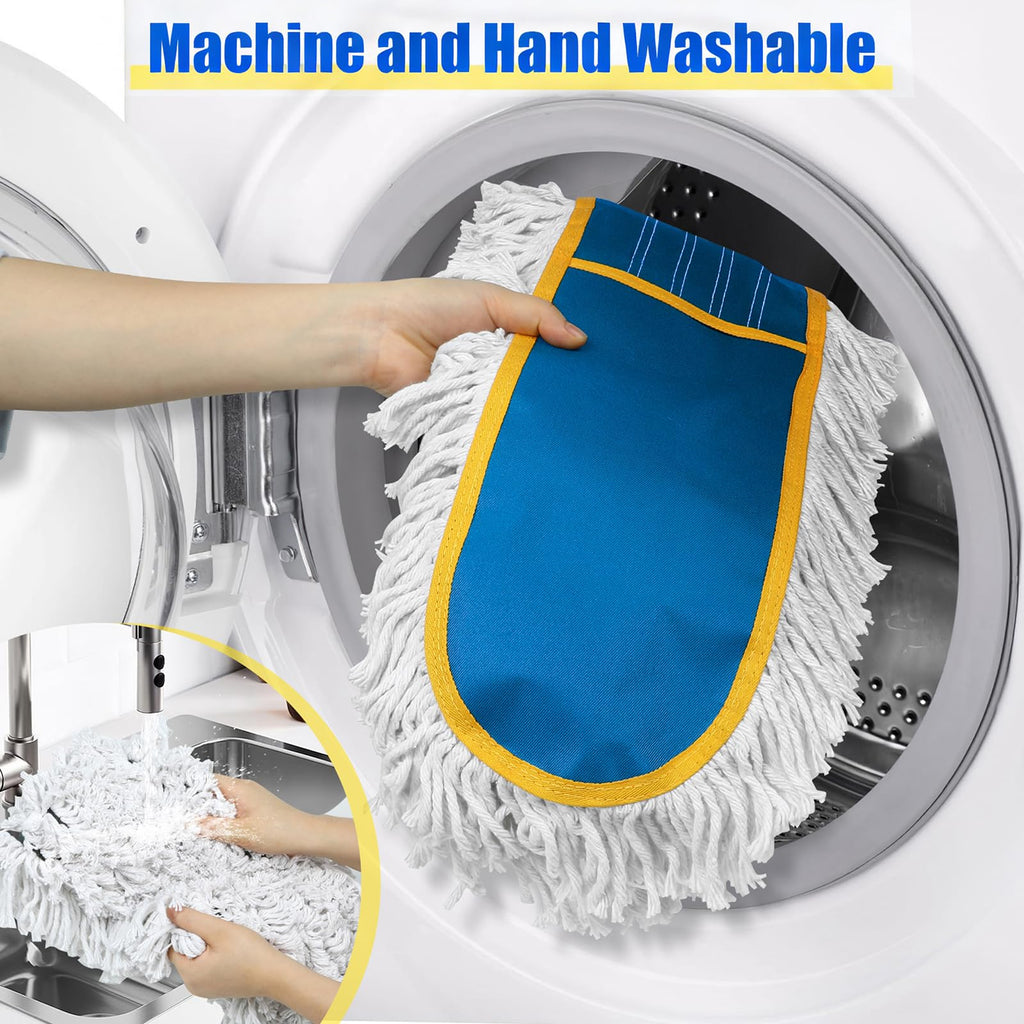 36" Commercial Dust Mop for Floor Cleaning with 2 Cotton Mop Pads, Heavy Duty Industrial Large Floor Duster,Wet Dry Mops for Hardwood Floors,Concrete,Marble, Laminate,Tile,Garage,Blue