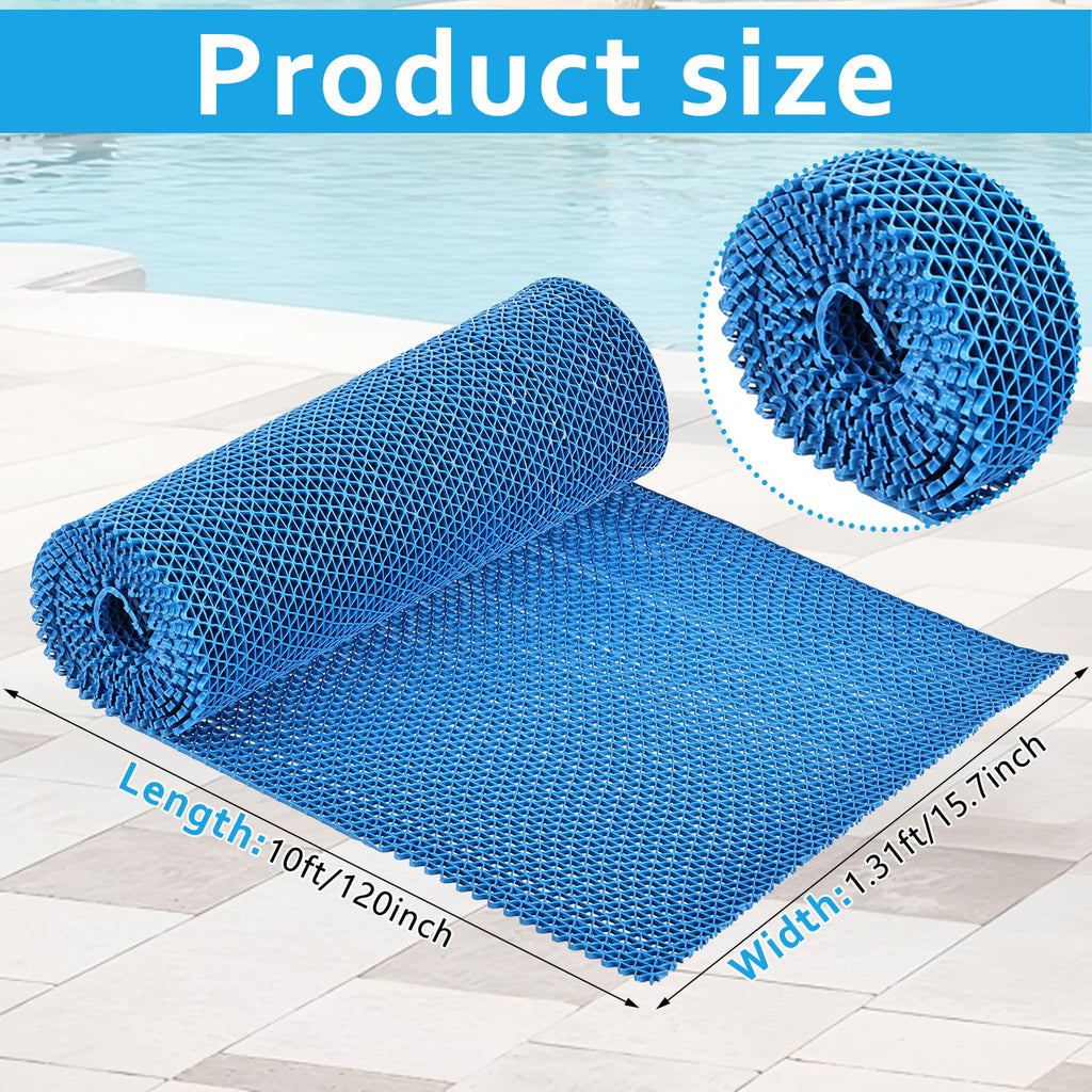 16in x 10Ft Drainage Non Slip Flooring Mats Swimming Pool Bathroom Anti-Fatigue Rubber Matting Heavy Duty Commercial Anti Slip Floor Mats for Garage Restaurant Sauna SPA, 15.7inch x 118inch