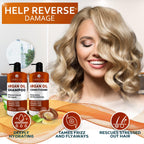 Moroccan Argan Oil Shampoo and Conditioner Set - Sulfate Free with No Parabens - Botanicals for Women and Men - Professional Moisturizing, Anti Frizz, Hydrating Solution for Dry, Wavy and Curly Hair