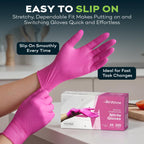 Fuchsia Hot Pink Nitrile Disposable Gloves - 50 Count - 3 Mil Nitrile Gloves Medium - Powder and Latex Free Rubber Gloves - Surgical Medical Exam Gloves - Food Safe Cooking Gloves