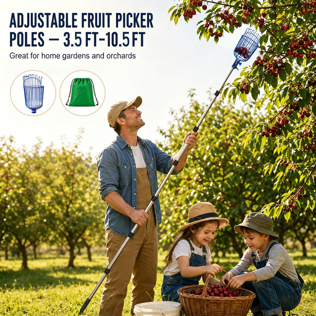 10.5FT Adjustable Cherry Fruit Picker Tool with Narrow Gaps