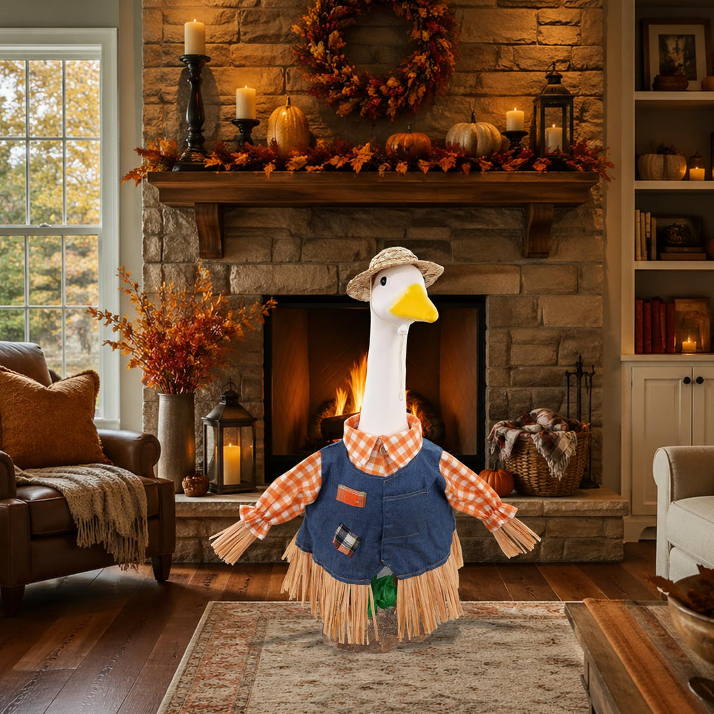 Fall Scarecrow Porch Goose Outfit Autumn Goose Costume for Outdoor Decor