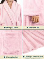 PAVILIA Premium Womens Plush Soft Robe, Sherpa Bathrobe, S/M Light Pink