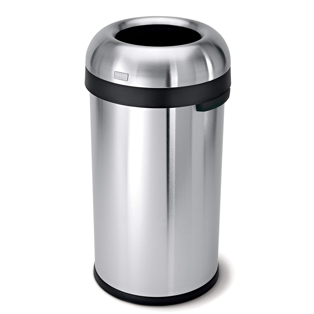 simplehuman 60 Liter / 16 Gallon Bullet Open Top Trash Can, Commercial Grade Heavy Gauge, Brushed Stainless Steel