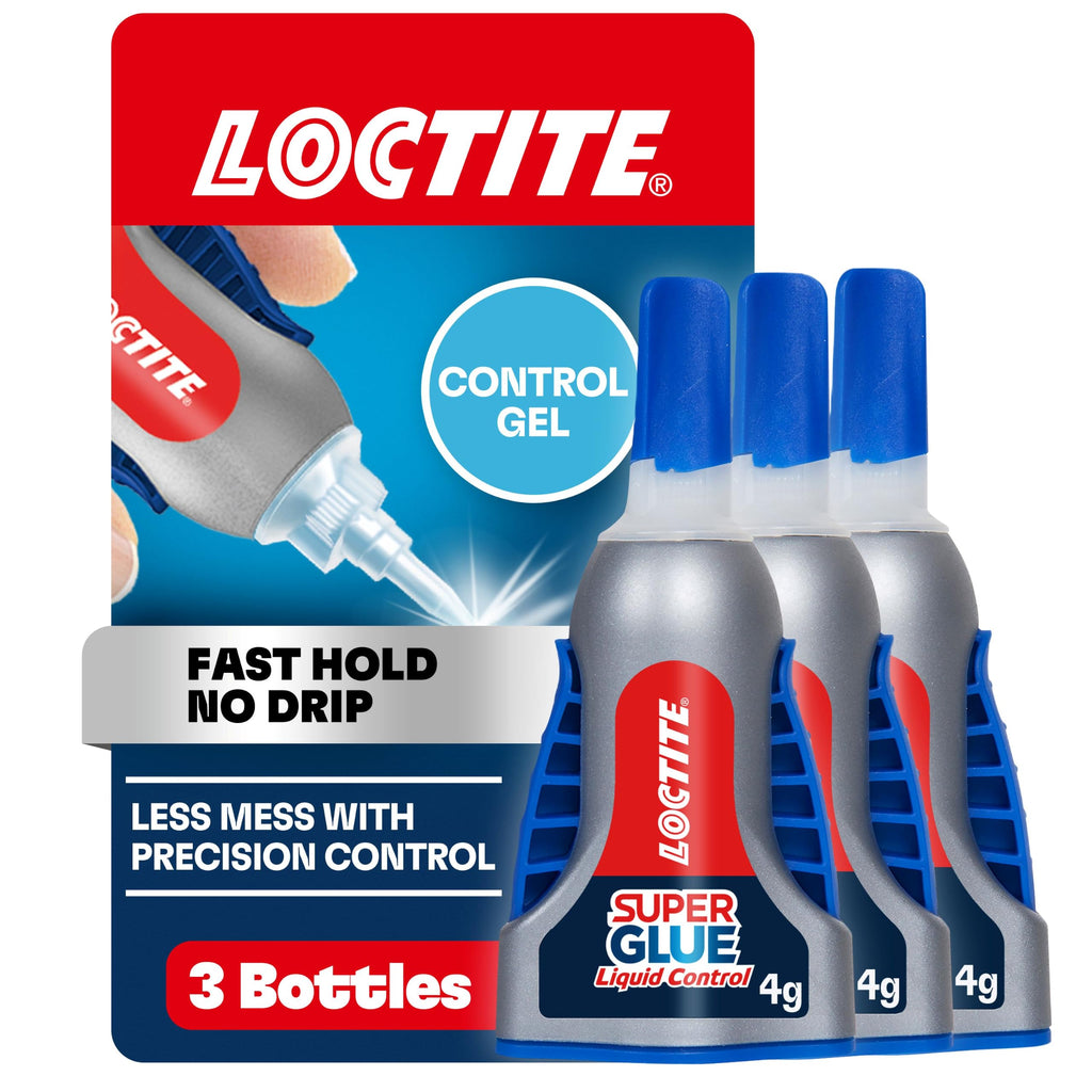 Loctite Super Glue Gel Control, Clear, 0.14 fl oz Bottle, Pack of 3