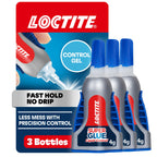 Loctite Super Glue Gel Control, Clear, 0.14 fl oz Bottle, Pack of 3