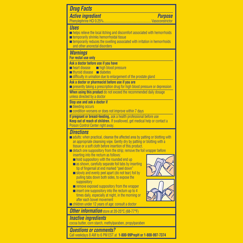 PREPARATION H Hemorrhoid Symptom Treatment Suppositories, Burning, Itching and Discomfort Relief (48 Count)