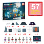 PicassoTiles 57 PCS Magnetic Tiles Halloween Haunted House STEM Set Ages 3+