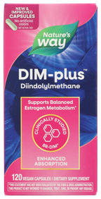 Nature's Way DIM-Plus DIM Supplement, BR-Diindolylmethane 100 mg per 2- Capsules, Supports Balanced Estrogen Metabolism, Prostate Function, and Premenstrual Breast Comfort*, 120 Vegan Capsules
