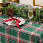 Romanstile Christmas Checkered Tablecloth Rectangle - 54 x 120 Inch - Green Buffalo Plaid Cotton Flannel Table Cloths, Xmas Winter Stain Resistant Washable Table Cover for Holiday/Party/Dining Decor
