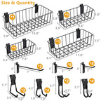 MENEONE Heavy-Duty Slatwall Baskets and Hooks - Slatwall Accessories for Standard Slatwall Panels | Ideal for Organizing Garages and Workshops