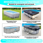 SIHAIAN 10x20Ft Rectangular Pool Cover with Side Storage for Oval and Rectangular Above Ground Pool, One-Piece Solar Oval Pool Cover, Preventing Waterlogging, UV and Weather Resistant WP:10000kPa+