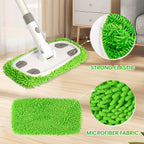 ZHAYAO Reusable Microfiber Floor Mop System, Wet & Dry Sweeper Kit, Includes 1 Sweeper Handle, 3 Washable Chenille Mop Pads, Dry & Wet Use for Hardwood, Tile, and Laminate Floor