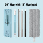 JOYMOOP Flat Mop, Microfiber Mops for Floor Cleaning and Wall Cleaner, 50" Mops with 13" Flat Head with a Microfiber Mop Pad - Pale Aqua