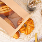 Moretoes 60 Pack Large Sourdough Bread Bags for Homemade Bread, 13.7x8.3x3.5 Inches, Paper Bakery Bags with Tin Tie Tab Clear Front Window Includes 72Pcs Label Seal Stickers