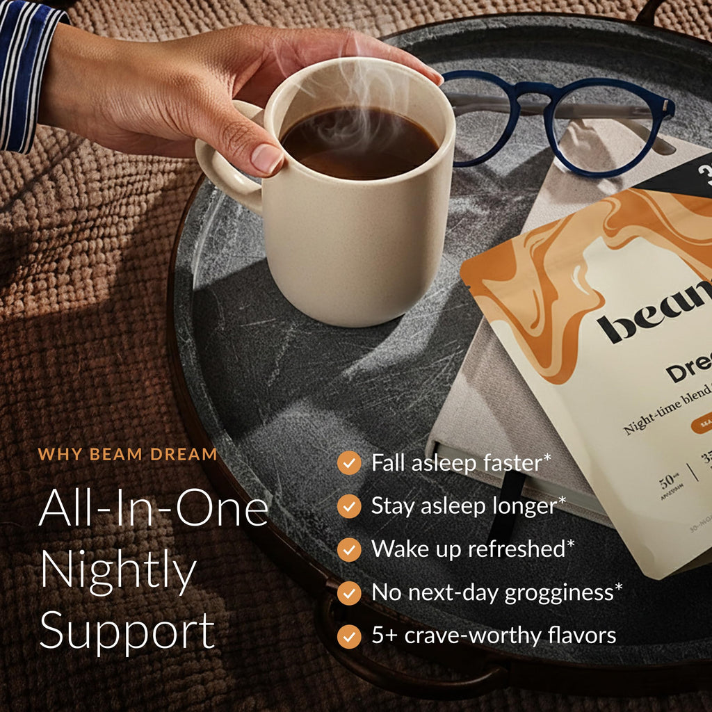 Beam Dream Sleep Powder, L-Theanine, Apigenin, Reishi and Magnesium, Third Party Tested Natural Sleep Aid & Sleep Supplement, Health and Wellness Gift, Natural Sleep Support, Non-GMO, 30 Servings