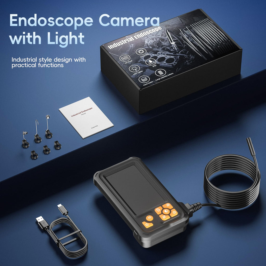 50FT Endoscope Camera with Light, 1080P HD Borescope Inspection Camera with 8 LED Lights, IP67 Waterproof Sewer Tools Snake Camera with 4.3" IPS Screen, 50Feet Semi-Rigid Cable for Father's Day