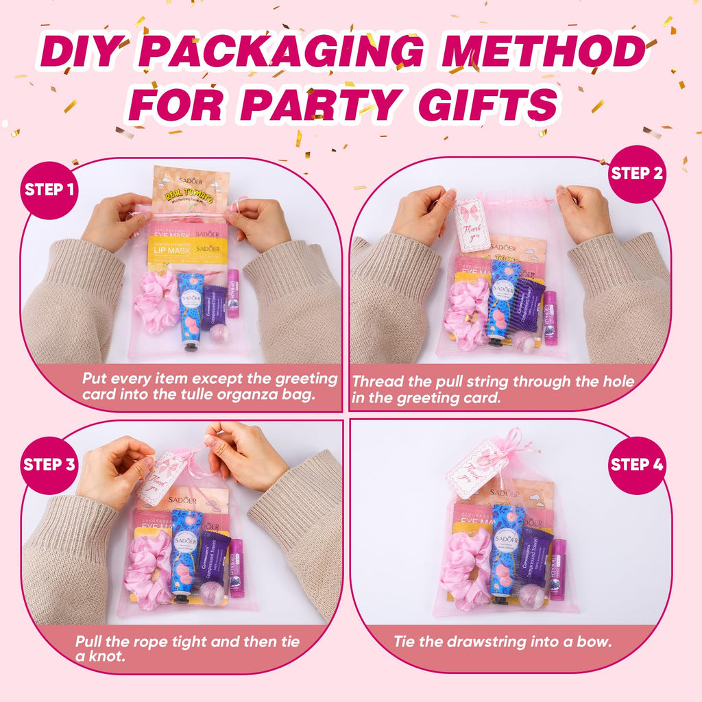 100 PCS Spa Party Supplies for Girls , Spa Party Favors Include Face Masks Skincare, Hand Cream, Lip Balm, Under Eye Patches, Lip Mask and Foot Bath Bombs, Spa Birthday Sleepover Party Supplies