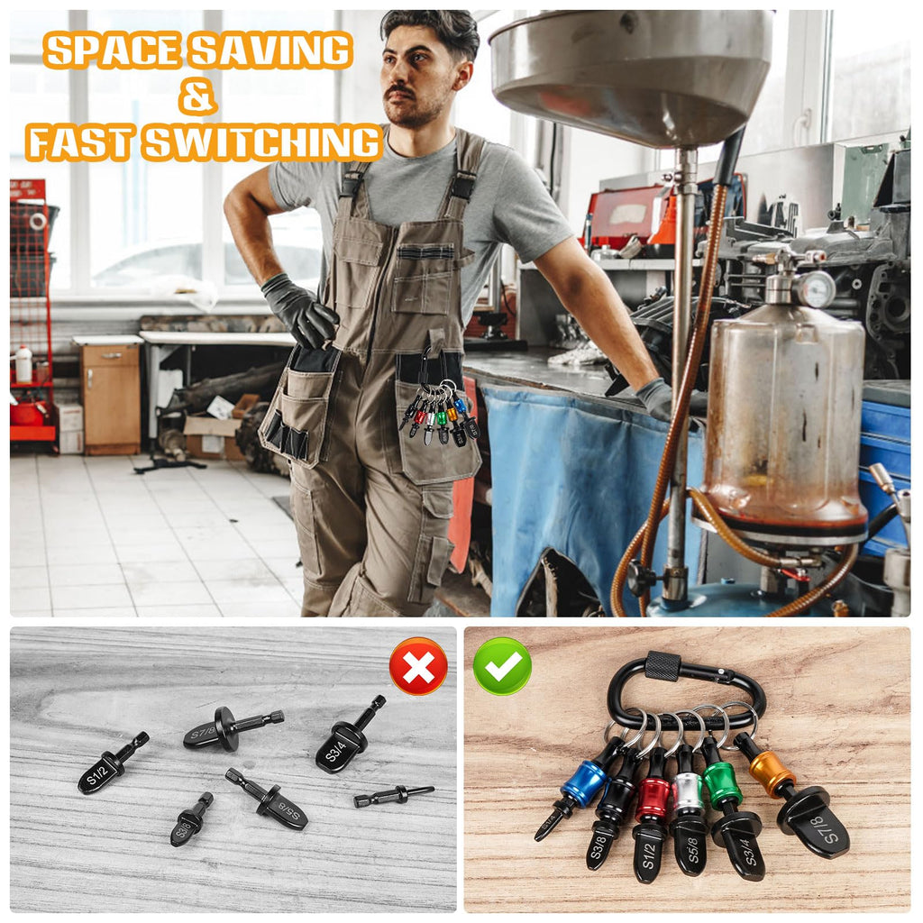 Aoebwpwi 12PCS Swage Tool HVAC Repairing Set with Bit Holder, Air Conditioner Copper Tube Expander Swaging Tool Drill Bit Copper Pipe Swage, 1/4'', 3/8'',1/2'',5/8'',3/4'',7/8'' Bits Set (12PCS)