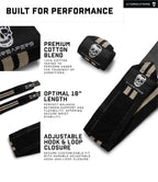Gymreapers Weightlifting Wrist Wraps (IPF Approved) 18" Professional Quality Wrist Support with Heavy Duty Thumb Loop - Best Wrap for Powerlifting Competition, Strength Training, Bodybuilding (Desert Sand, 18")