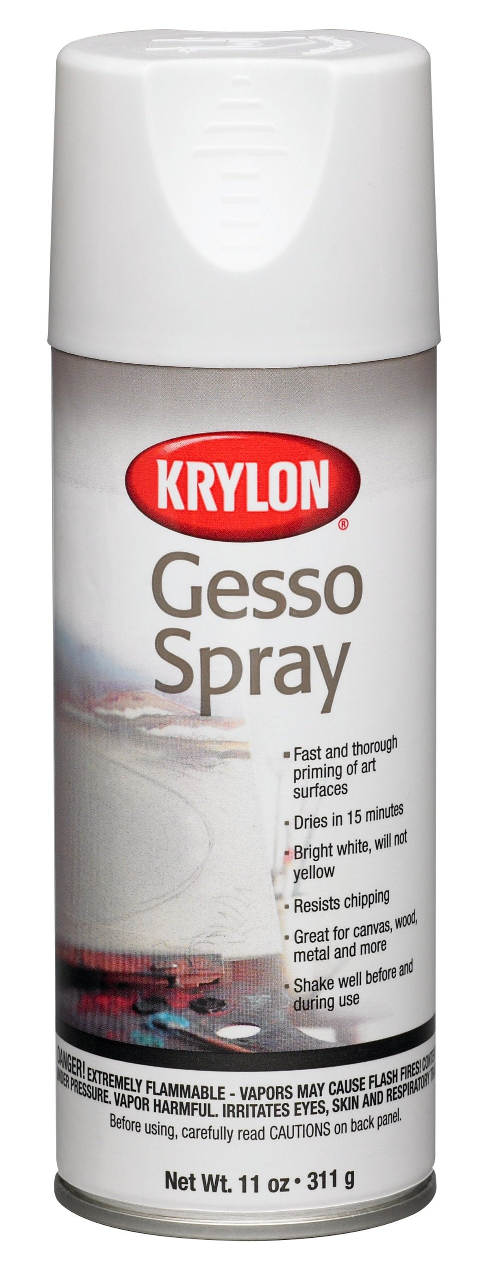 Krylon Gesso Spray Paint Primer, 11 oz, Bright White