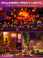 6 Pack Halloween Decorations Outdoor Solar Firefly Lights Orange Purple