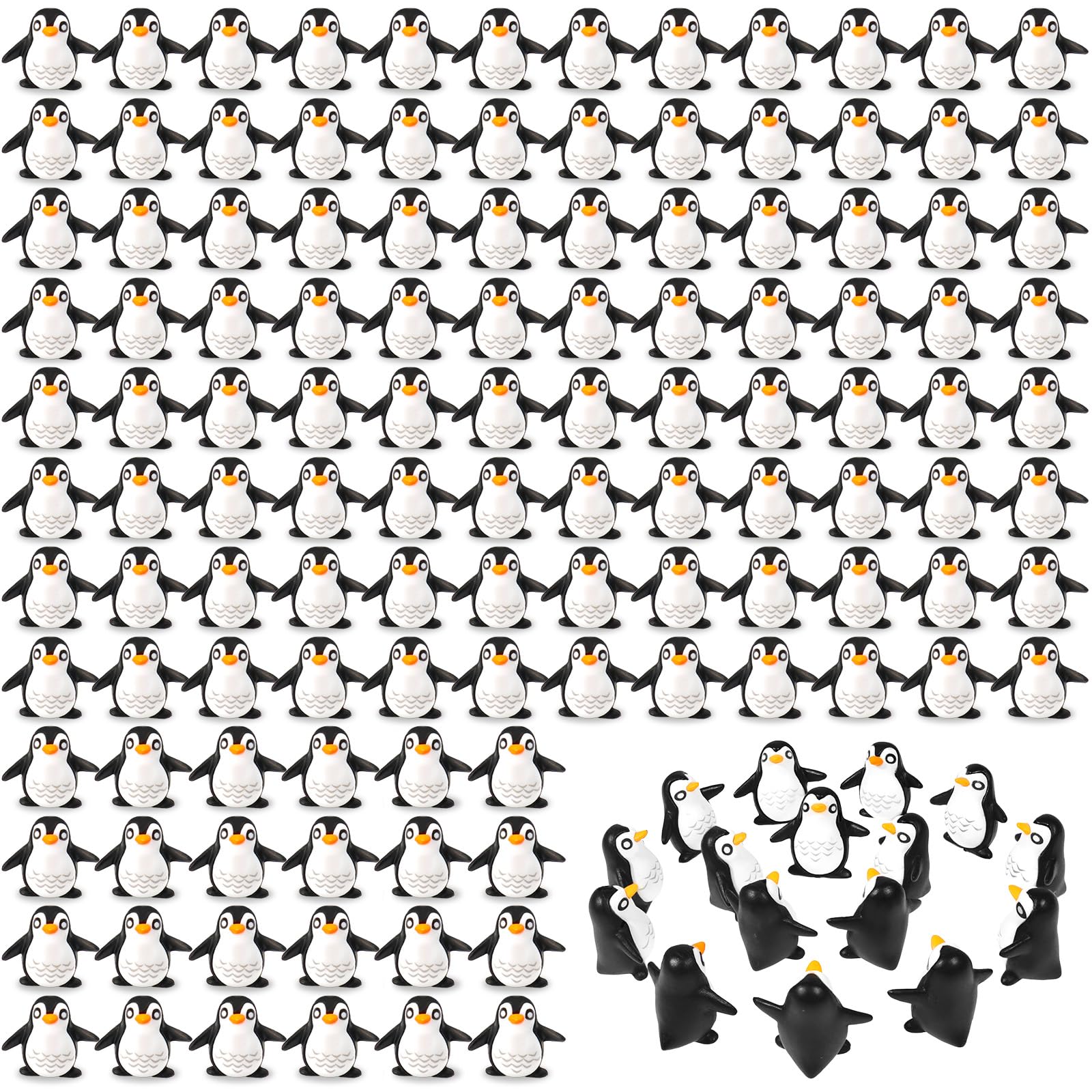 Bbiamsleep 130 Pcs Mini Penguin Figurines Mini Resin Penguins Winter Decor