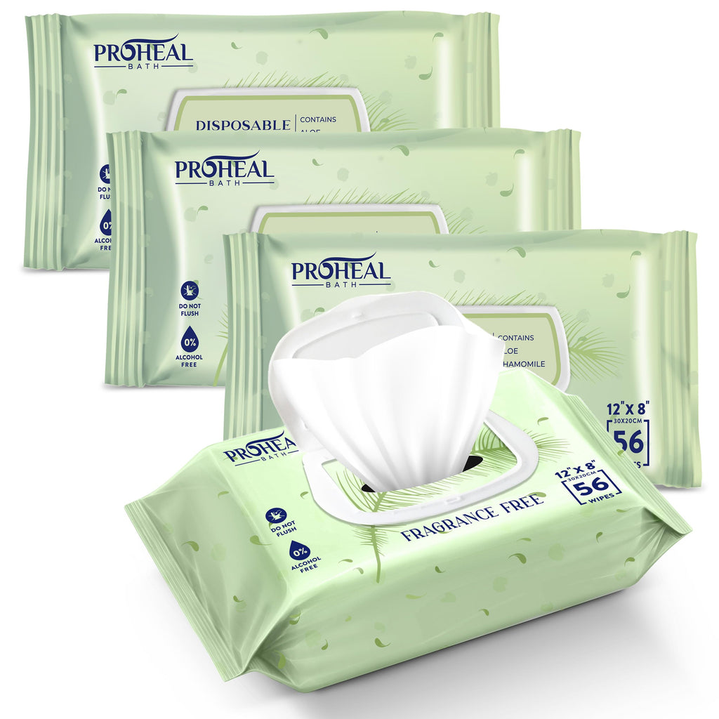 X Large Wet Wipes for Adults - 4 Packs of 56 [224 Count] Disposable Incontinence Wipes, 12" x 8" Adult Wipes for Elderly - Personal Body Wipes for Women and Men, Pre Moistened Adult Washcloths