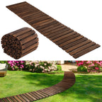 Landical 24ft Wooden Garden Pathway Walkway, Roll Out Outdoor Path,Brown