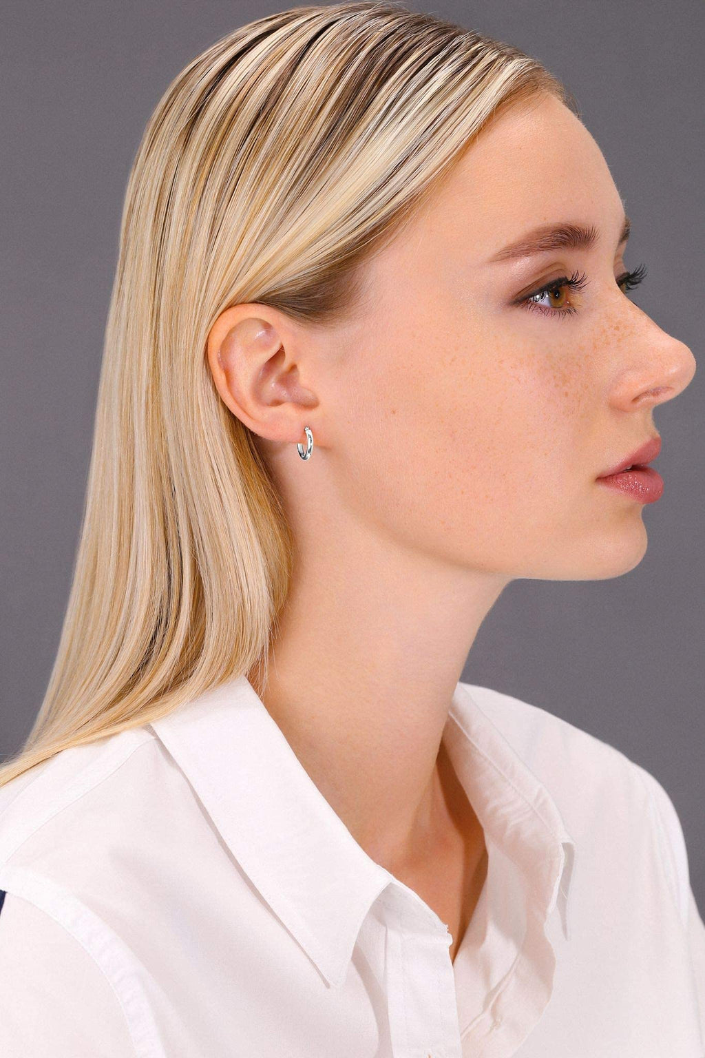 14k White Gold Small Round Hoop Earrings, 12mm (0.48 inch Diameter)…