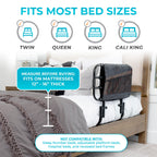 Stander EZ Adjust Bed Rail, Adjustable Senior Bedrail and Safety Assist Railing for Elderly Adults with Organizer Pouch, ASTM Safety Approved Guard-Rail, Black