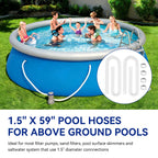 Pool Hoses for Above Ground Pools 1.5" Diameter x 59" Long, 2 Pack 1.5 Inch Above Ground Pool Hose Replacement Compatible with Intex Coleman Surface Skimmer, Filter Pump Hose, with 4 Metal Clamps