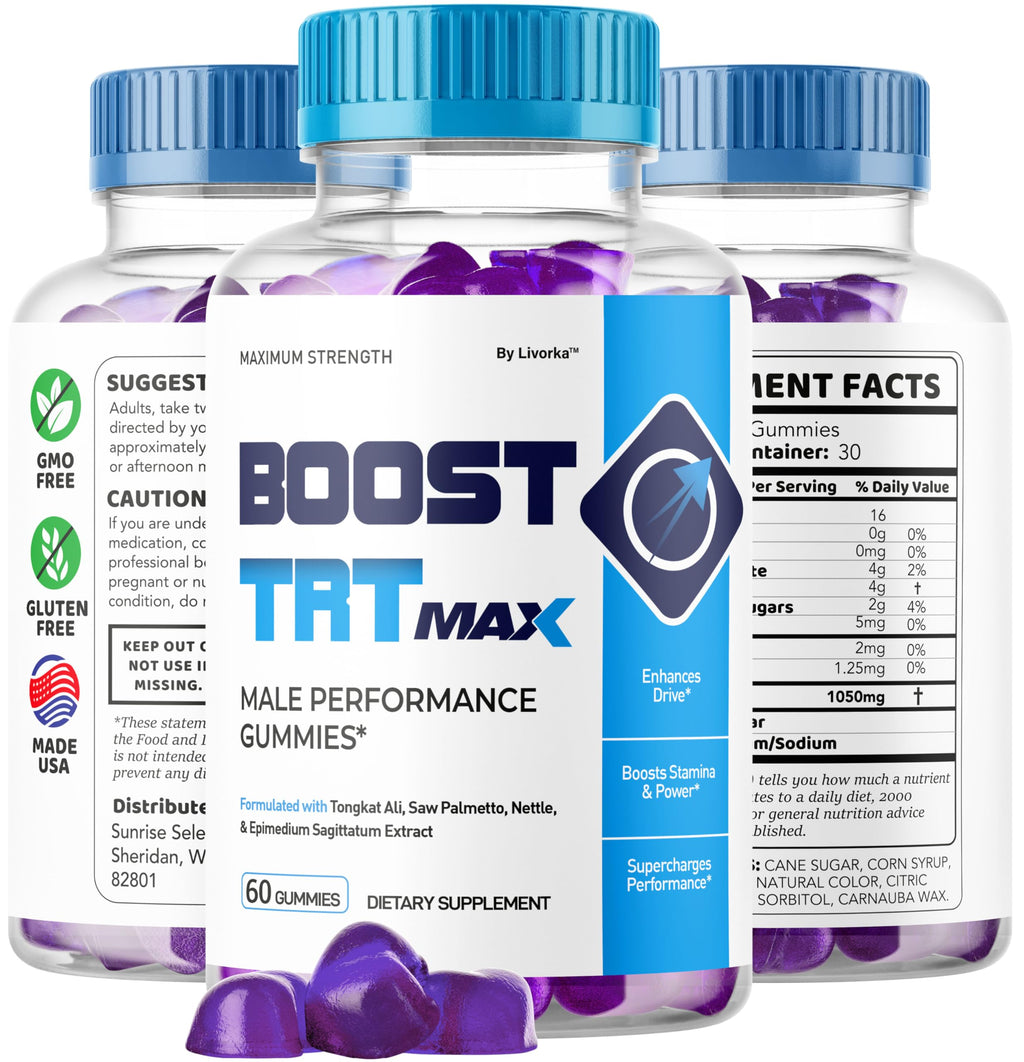 (2 Pack) Boost TRT Max - Official Boost TRT Max Gummies for Men Advanced Natural Formula, Male Gummies for Maximum Performance & Support for Overall Wellness, Booster TRT Max for 2 Months