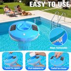 RovPool Chlorine Floater, Large Capacity Pool Chlorine Floaters for 5 * 3'' Chlorine Tabs, Solar Chlorine Floater with Lights, Adjustable Flow Floating Chlorine Dispenser for Pool, Hot Tub, Blue