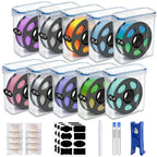 Bestery Filament Storage Box - 10 Pack for 3D Printer Filament Container with Desiccants, 0.4mm Nozzle Cleaning Needles and Tube Cutter, Sealing and Protection for 1.75mm Filament
