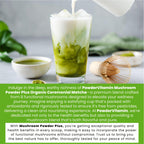 PowderVitamin Organic Ceremonial Mushroom Matcha Certified Pesticide-Free Grass-Fed Collagen Types I & III 8 Fruiting Body Mushrooms Tested for Beta-Glucans Focus Digestion & Immunity 30 Servings
