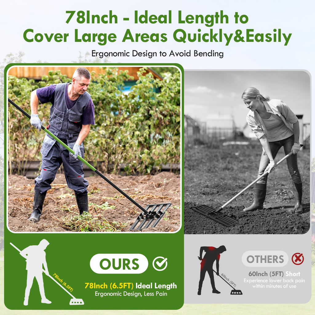 Seeutek Lawn Leveling Rake, 45" x 10" Heavy Duty Ground Leveler