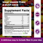 Vitamatic Prebiotic Fiber Gummies for Adults, 7G Extra Strength, Zero Sugar Added, 240 Pectin Based Gummies, Digestive Health & Regularity Support