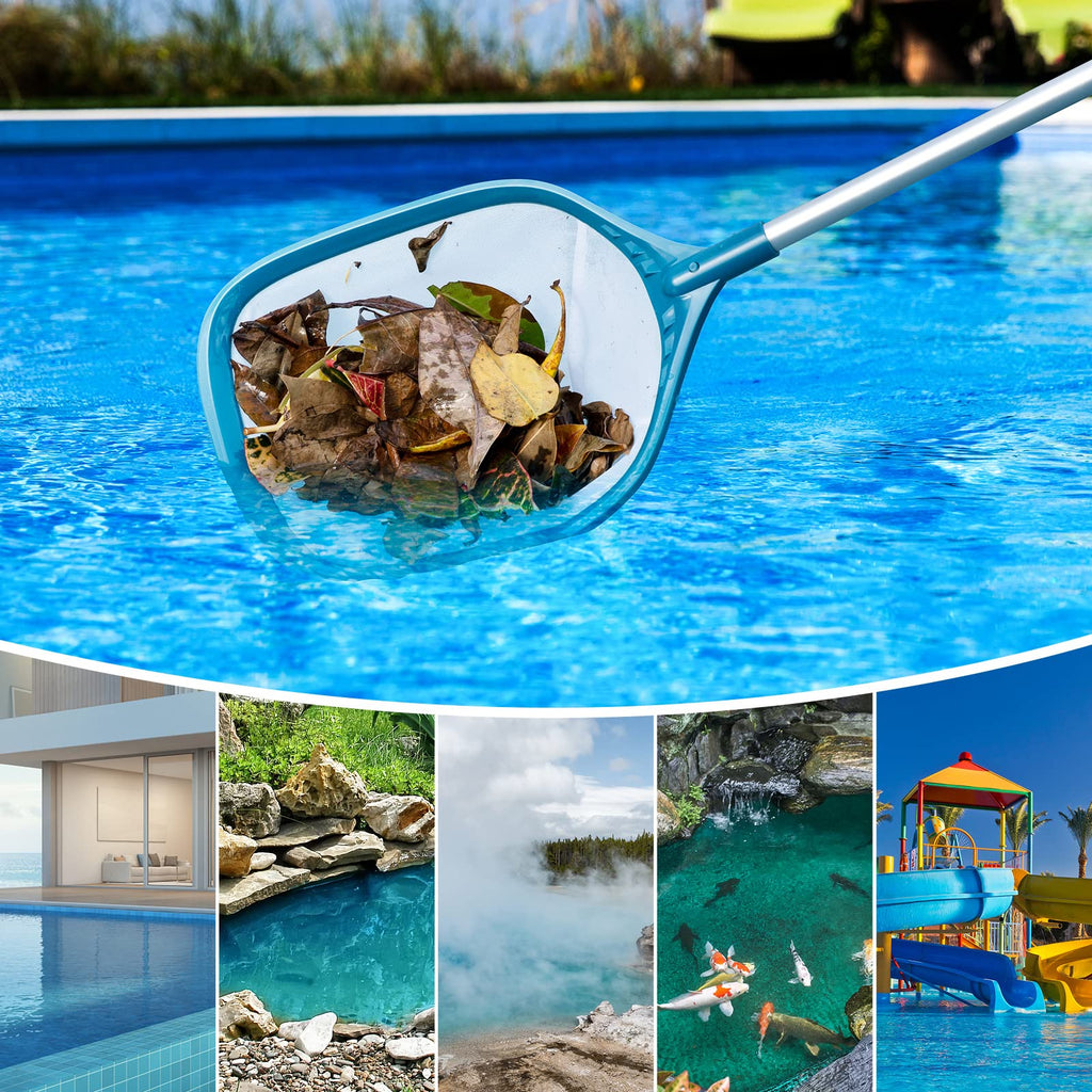 SORSWEET Professional Pool Skimmer Net 57 inch with 4 Aluminum Poles - Fine Mesh for Fast Debris Removal - Ideal Pool Nets for Cleaning Ponds, Spas, and Hot Tubs - Efficient Pool Maintenance