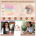 Madison Avenue Retro Aviator Blue Light Blocking Glasses for Women Men with Case, Trendy Rectangle Computer Eyeglasses Brown