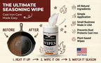Cookware Care Cast Iron Seasoning Oil Wipes, 50 Wipes, Made in USA with Grapeseed Oil for Cast Iron Skillet, Blackstone Griddle (1 pack)