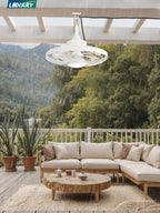 LEDIARY 20" Outdoor Ceiling Fan with Lights,IP65 Waterproof Gazebo Hanging Fan with Remote Control Smart App, Plug in Caged Ceiling Fan with 3CCT 6-Speeds for Patio Porch Pergola(White)