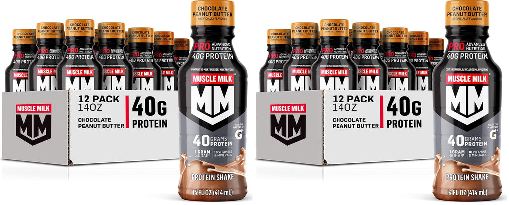 Muscle Milk Pro Series Protein Shake,Chocolate Peanut Butter,40g Protein,14 Fl Oz,(Pack of 24)