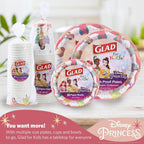 Glad for Kids Disney Princess Disposable Paper Cups for Bathroom Use and Parties Heavy Duty Soak Proof Paper Cups for Kids Colorful Princess Designs 9 Ounce 24 Count 10 Pack Fun Kids Drinkware