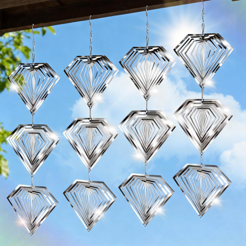 Superlong Bird Deterrents for Outside 12 Discs Stainless Steel, 4 Sets