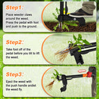 Weed Puller Tool,4-Claw Heavy Duty Gardening Stand-Up Weeder Puller,Ergonomic Long Handle,3 High-Strength Stainless Steel Claws for Lawn Garden,Crabgrass,Dandelion,Thistle (Include gloves)