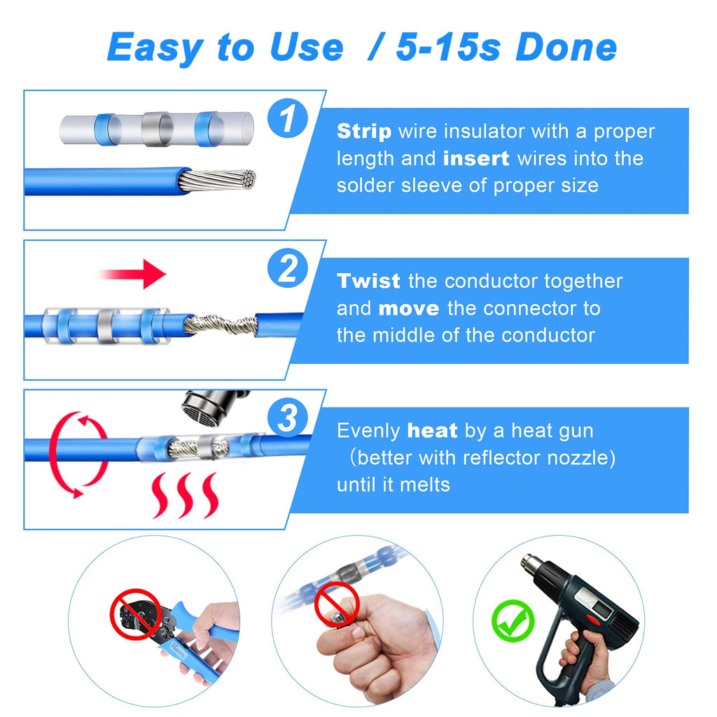 Kuject Heat Shrink Solder Seal Wire Connectors Kit 270PCS