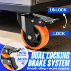 Caster Wheels, 4 Inch Caster Set of 4, Dual Locking PU Casters 2400LB, Swivel Casters for Furniture, Workbench & Tool Cart – Quiet, Floor Safe, Smooth Rolling
