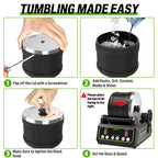 C1 Pro Brushless Rock Tumbler Kit - Professional Large 2.5LB Capacity, Up to 3X More Durable, Ultra Long Working Life Rotary Polisher with Full Accessories & Memory Function, Ideal for Adults Kids