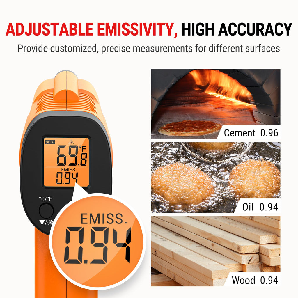 TempPro TP30 Infrared Thermometer Gun, Laser Thermometer for Cooking, Pizza Oven, Griddle, Engine, HVAC, Temperature Gun with Adjustable Emissivity & Max Measure -58°F ~1022°F (Previously ThermoPro)
